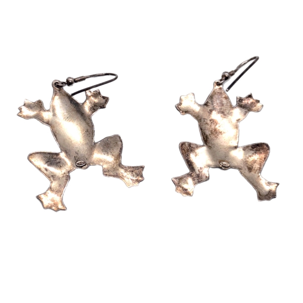 Sterling Silver Calipso Frog Dangle Earrings - image 3